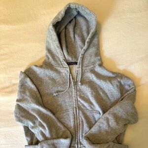 Brandy Melville Cropped Zip Up - Grey - One Size